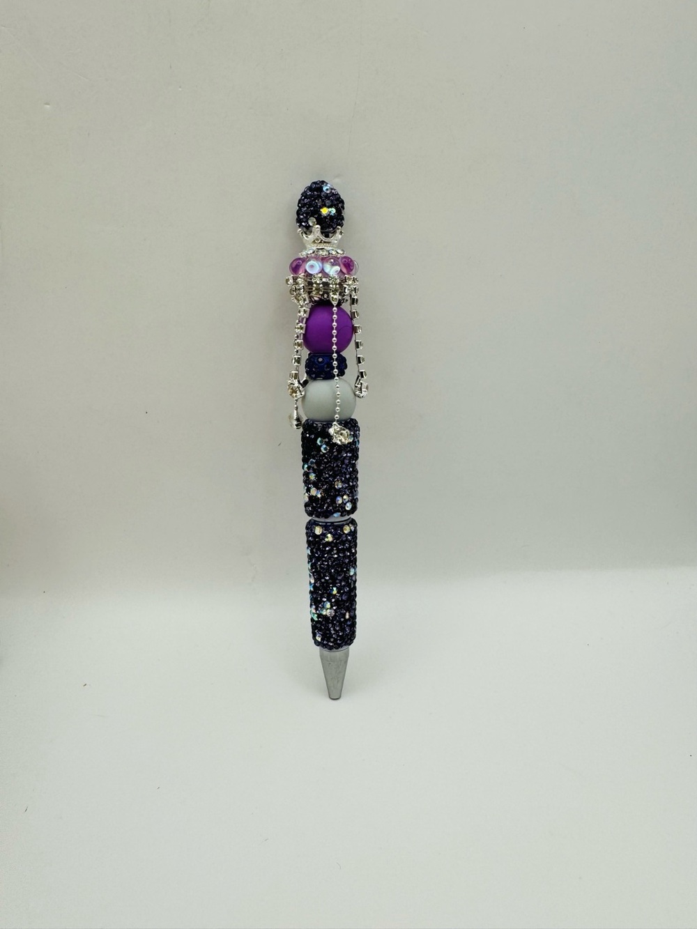Handmade Aurora Purple Crystal Bling Pen With Dangling Rhinestone Chain Pendants - Picture 4 of 10